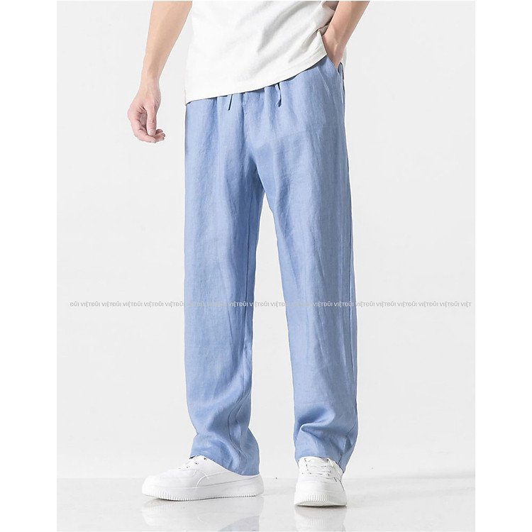 Quần dài nam chất linen bột premium Qd10 ống suông dây rút eo phong cách thời trang trẻ