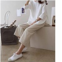 Quần đũi ống rộng dáng lỡ cúc khóa chun lưng thời trang cao cấp phong cách Nhật