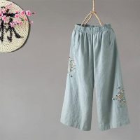 Quần đũi xước ống rộng thêu họa tiết phù hợp đi chơi và đi làm SP5