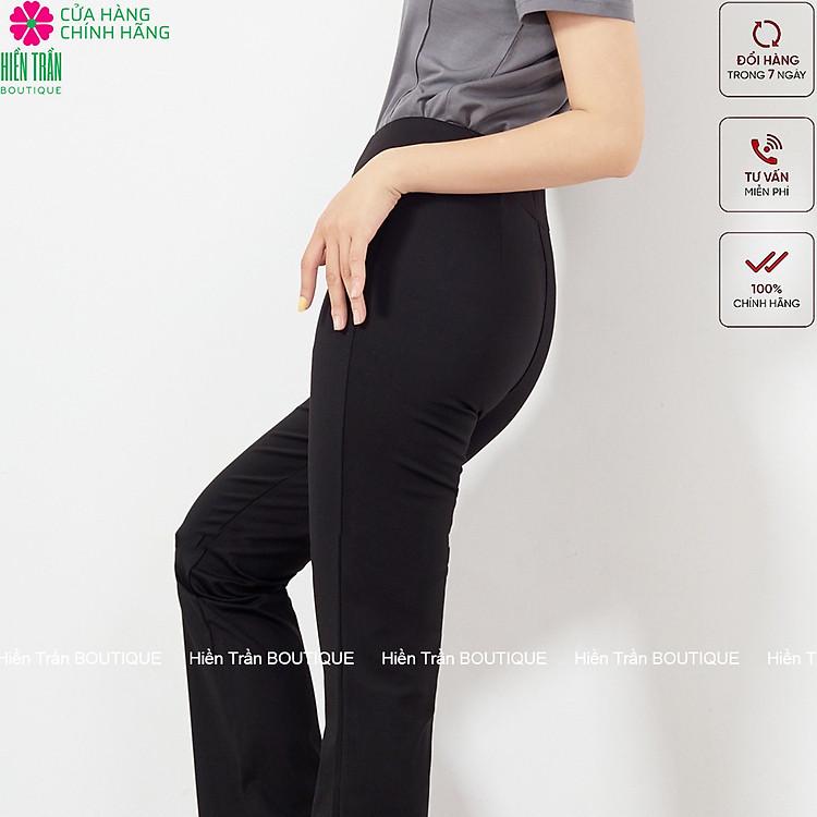 Quần legging ống loe Hiền Trần Boutique cạp cao vải Umi dày dặn co giãn mạnh mẽ tôn dáng cực đẹp