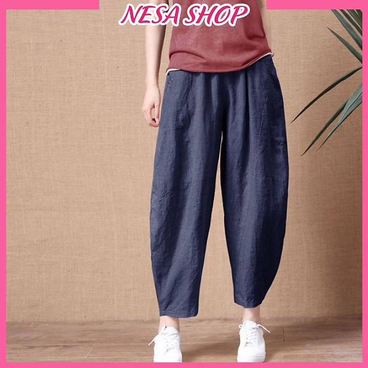 Quần ống rộng nữ NeSa Shop QKH.039 chất vải Linen loại một tự nhiên an toàn