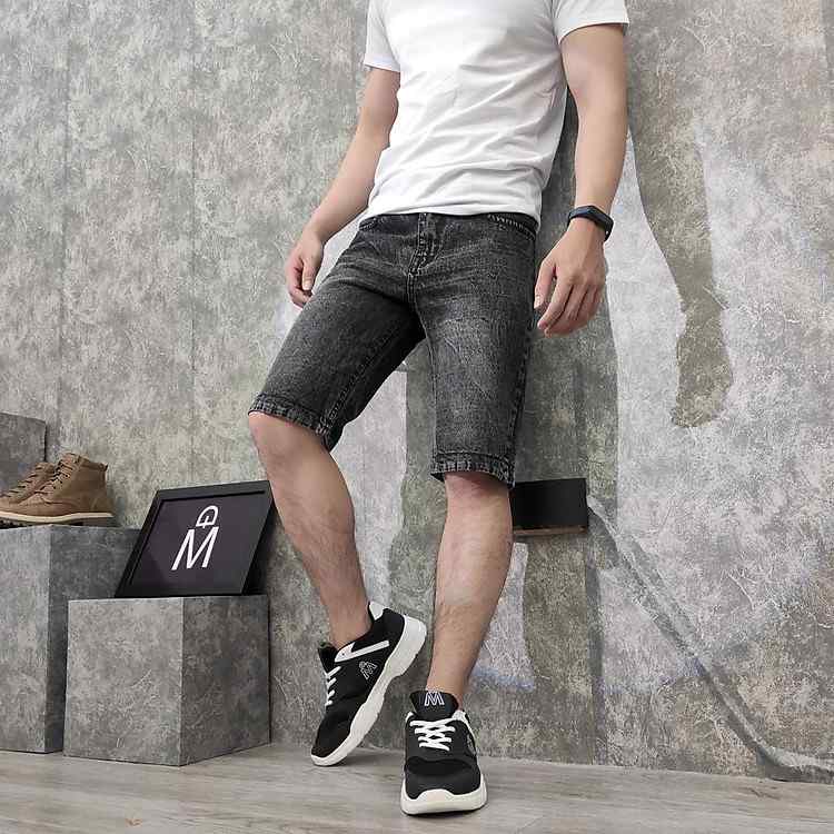 Quần short jeans nam MĐ Q110 xám đậm chất vải denim cao cấp mang đậm cá tính