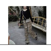 Quần suông kẻ Quảng Châu chất vải mềm mịn kiểu dáng rộng trẻ trung chuẩn form dáng đẹp