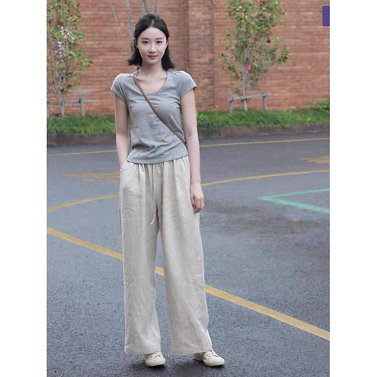 Quần suông nữ QD09 form rộng bo chun có dây rút bền đẹp và không gây gò bó