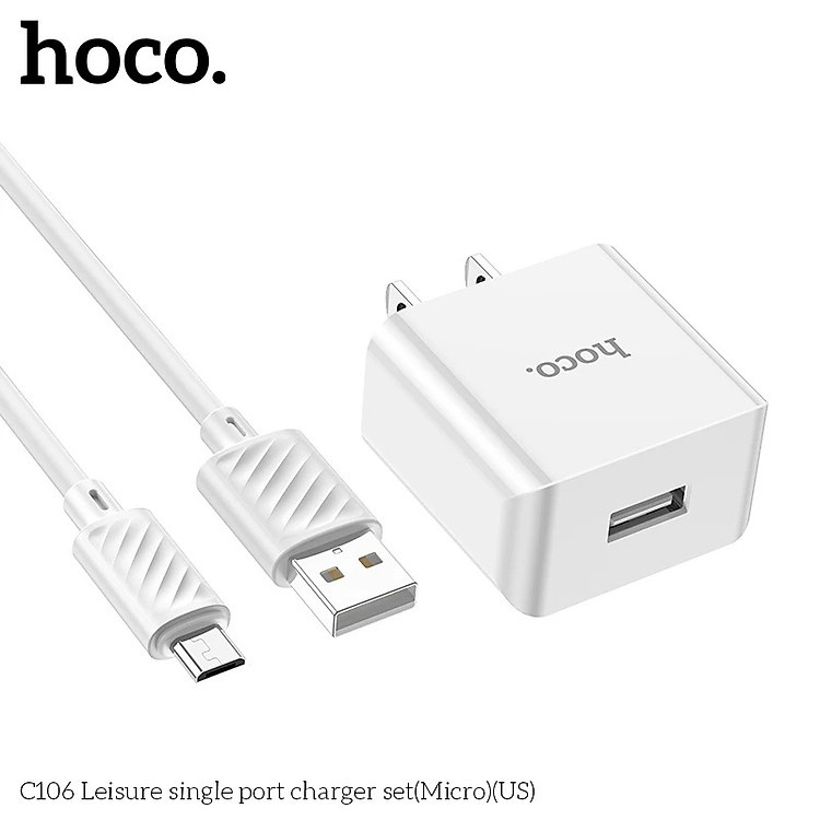 Sạc điện thoại nhanh 2.1A Hoco C106 cổng USB tương thích tốt mọi dòng smartphone