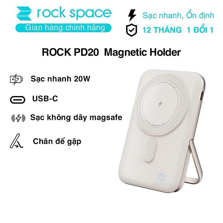 Sạc dự phòng không dây kèm giá đỡ Rockspace P20 SE 10000mAh sạc nhanh PD 20W hàng chính hãng