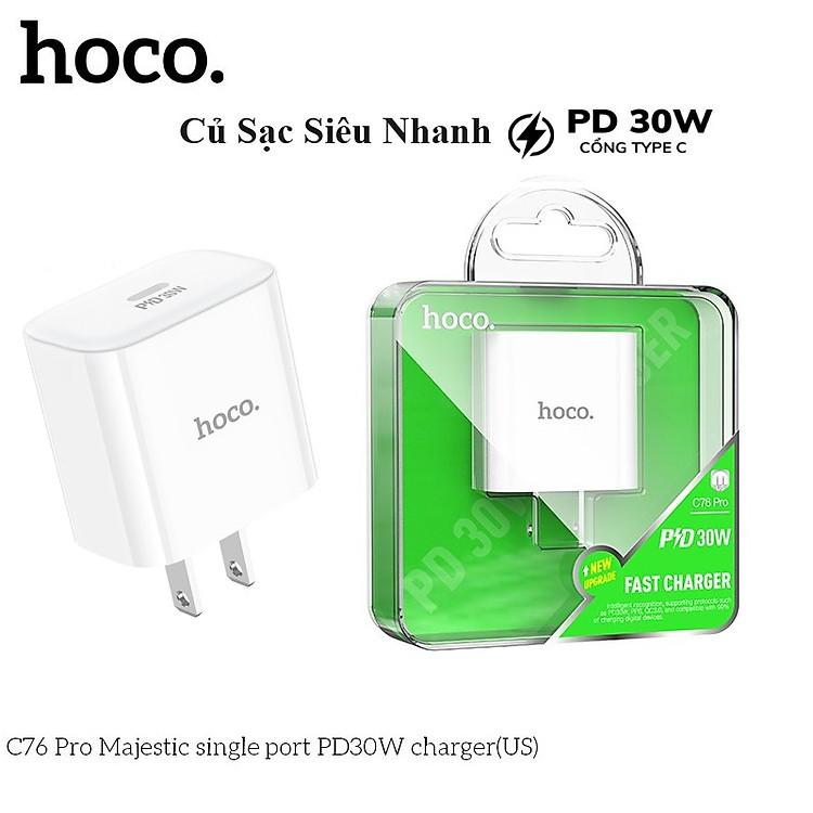 Sạc nhanh Hoco C76 Pro 30W chính hãng cao cấp hỗ trợ sạc nhanh chuẩn PD an toàn