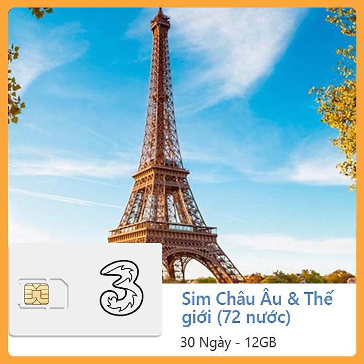 Sim Du Lịch 35 Nước Châu Âu Three Phụ Kiện Không Thể Thiếu Mẫu Ngẫu Nhiên