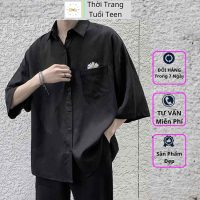 Sơ mi lụa tay ngắn SMN03 thêu túi hoa cúc thiết kế oversize cực chất cho giới trẻ