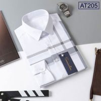Sơ mi nam ANTON AT205 trắng kẻ sọc cotton dài tay lựa chọn hàng đầu công sở