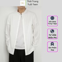 Sơ mi nam MRDT02 cổ trụ tay dài phong cách Hàn Quốc giấu nút lịch lãm form rộng