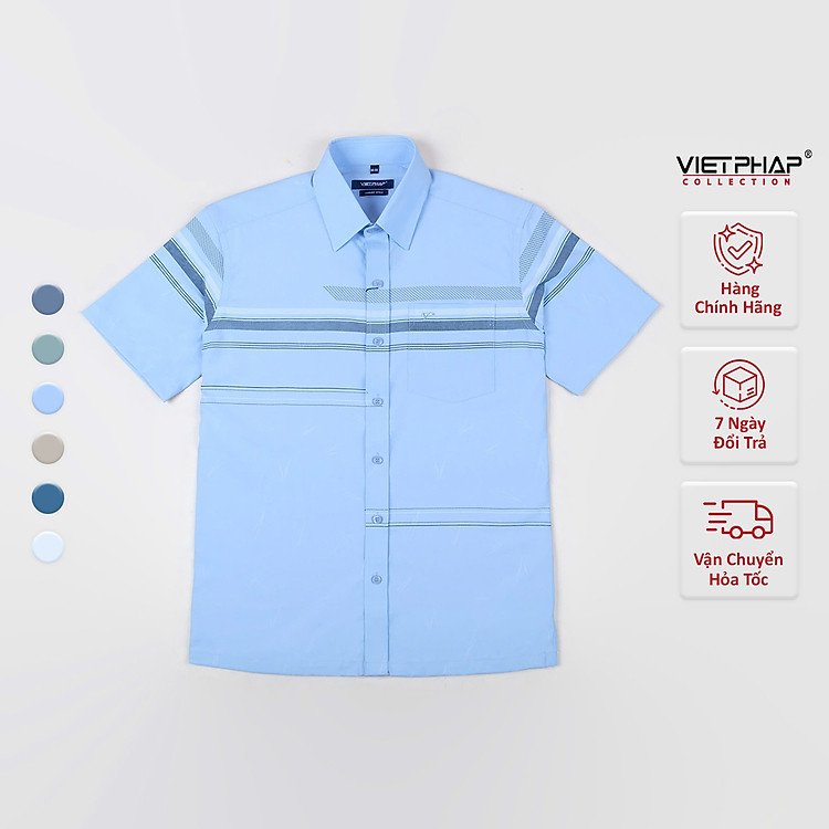Sơ Mi Nam Ngắn Tay Việt Pháp 50060 Form Luxury Chất Bambo Cao Cấp Mới Nhất