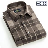 Sơ mi nam trung niên Anton AC135 vải sợi tre cao cấp màu nâu kẻ caro lịch lãm