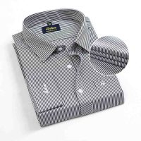 Sơ mi nam trung niên Anton AC151 màu ghi kẻ sọc đen vải cotton bền đẹp chuẩn thương hiệu