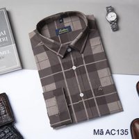 Sơ mi nam trung niên Anton vải sợi tre kẻ caro nâu sự lựa chọn hoàn hảo XAC135
