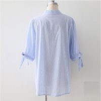 Sơ mi nữ kẻ sọc Haint Boutique HB174 tay lỡ cổ V thiết kế độc quyền hợp mốt