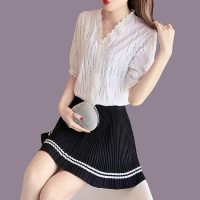 Sơ mi nữ Sm185 tay lửng cổ V thời trang Hàn Quốc chất vải mềm mịn đẹp không tì vết
