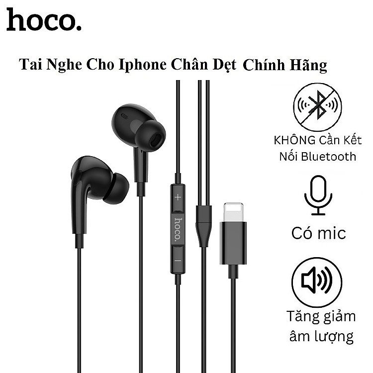 Tai nghe Hoco M111 Pro chính hãng chân dẹt cắm dùng trực tiếp cho iPhone hỗ trợ mic đàm thoại