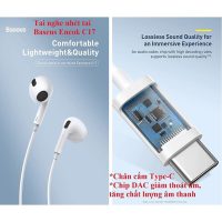 Tai nghe nhét tai chân Type C Baseus Encok C17 hàng chính hãng chất lượng cao cho iPhone 16