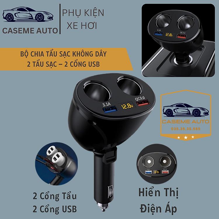 Thiết bị chia tẩu sạc xe hơi cao cấp hỗ trợ sạc nhanh QC 3.0 và cổng phụ 3.1A