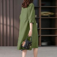 Thời trang Hàn Quốc đầm suông tay lỡ phối cổ sơ mi da207 cho vẻ đẹp trang nhã