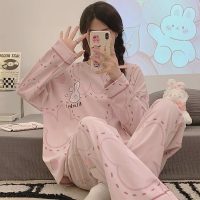 Thời trang mặc nhà nữ thu đông dài tay thun cotton họa tiết bắt mắt kiểu dáng hiện đại