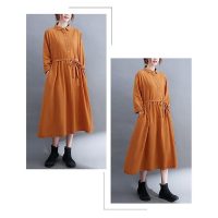 Thời trang nữ NH185 đầm linen suông cổ sơ mi dài tay tặng kèm dây thắt eo tiện lợi cao cấp