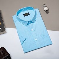 Thương hiệu Anton sơ mi nam ngắn tay xanh ngọc vải sợi tre họa tiết in sang trọng XGD560