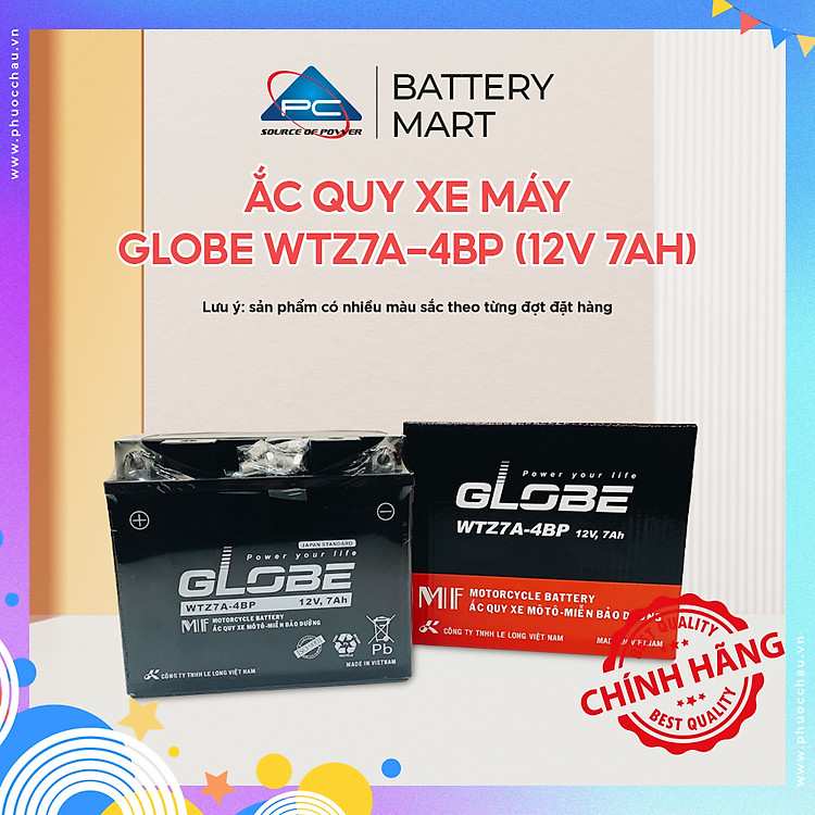Tối Ưu Hệ Thống Điện Với Ắc Quy Khô GLOBE WTZ7A-4BP 12V-7AH Cho Yamaha Nouvo I II III
