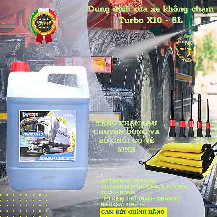 Turbo X10 5 lít nước rửa xe bọt tuyết siêu đậm đặc mang lại độ bóng cao sau khi rửa
