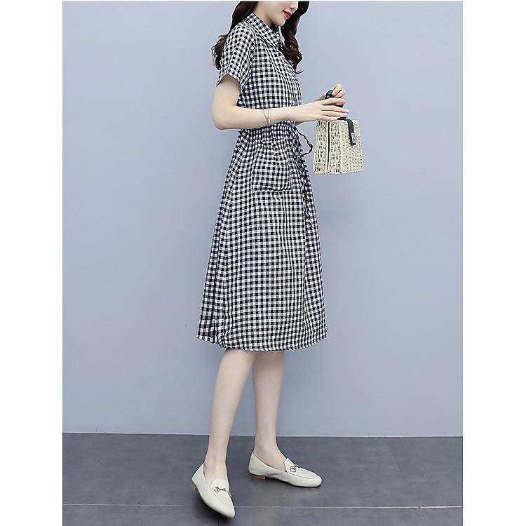 Váy đũi nữ NH174 thiết kế kẻ caro trẻ trung phối dây rút eo tôn đường cong