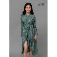 Váy Lụa Hàn Quốc Cao Cấp Maxivic La Mộc LM92105 Thiết Kế Đắp Chéo Thắt Eo