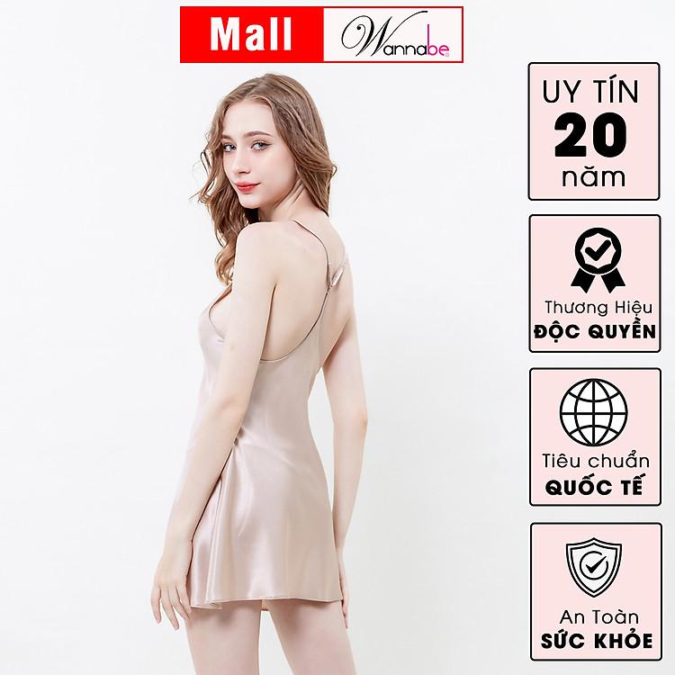 Váy ngủ hai dây WANNABE DNS86 chất phi lụa mịn màng với đường cắt khoét lưng táo bạo