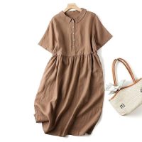 Váy nữ chất linen mềm mát dáng suông có dây rút eo phù hợp mọi cân nặng DA215