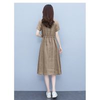 Váy nữ DA218 vải Linen cao cấp dáng suông cổ V rút eo tinh tế từng đường kim