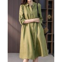 Váy nữ sơ mi Haint Boutique phong cách vintage Hàn Quốc chất linen thiết kế thanh lịch cho phái đẹp Da207