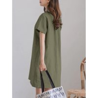 Váy suông mini ngắn tay mã NH199 chất liệu linen mềm mại phong cách Hàn Quốc
