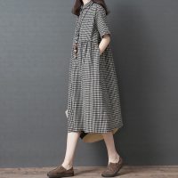 Váy xòe caro Haint Boutique Da158 cổ sơ mi tay ngắn xu hướng thời trang mới
