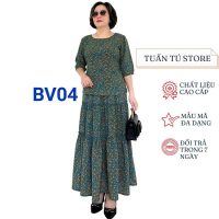 Váy xòe lụa Hàn Châu cao cấp Tuấn Tú Store 68 điểm nhấn họa tiết tinh tế cho vẻ đẹp không tuổi