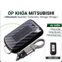 Vỏ bọc khóa vân cacbon cao cấp cho xe Mitsubishi bảo vệ chìa khóa bền đẹp và chống va đập