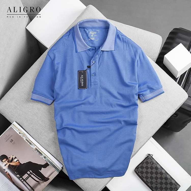 ALGPLO26: Áo polo nam xanh dương - Стиль đơn giản, dễ mặc