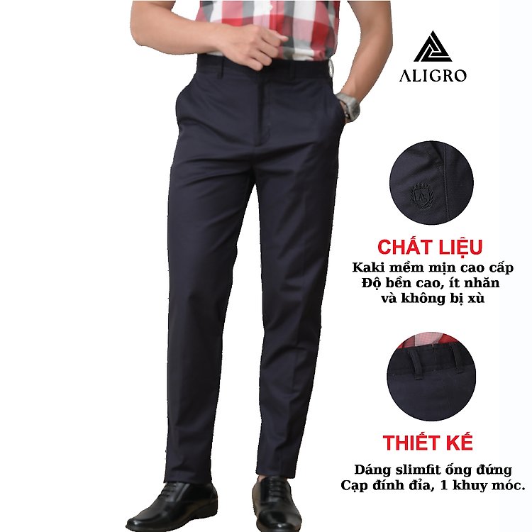 ALIGRO ALGK073: Quần kaki đen slimfit, lựa chọn hoàn hảo cho phong cách lịch lãm.