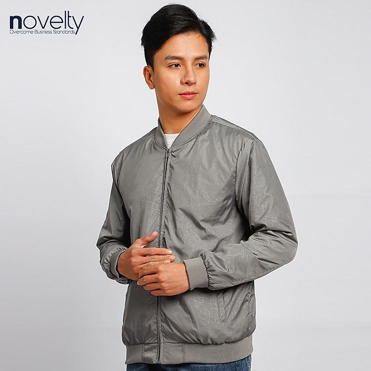 Áo jacket nam Novelty xám nhạt in chìm 2203392 món quà ý nghĩa cho người thân yêu