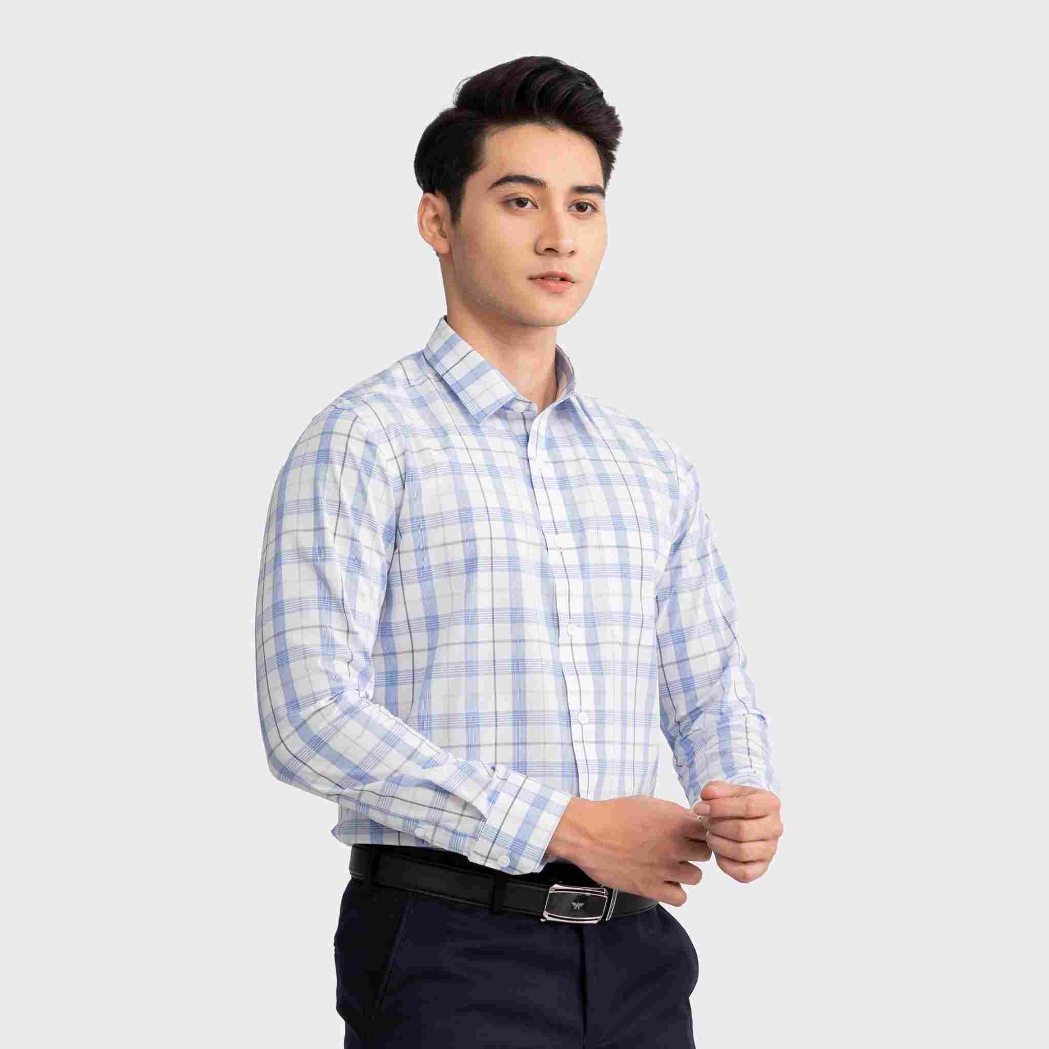 Áo sơ mi kẻ xanh Aristino – Nâng tầm phong cách, khẳng định bản lĩnh.