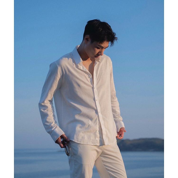 Áo sơ mi nam linen cotton tay dài form regular RT 10S25SHL032 sự lựa chọn hoàn hảo Routine