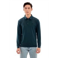 Áo thun nam dài tay ALIGRO màu xanh cổ vịt ALGAPD052 chất cotton mềm mại chuẩn form