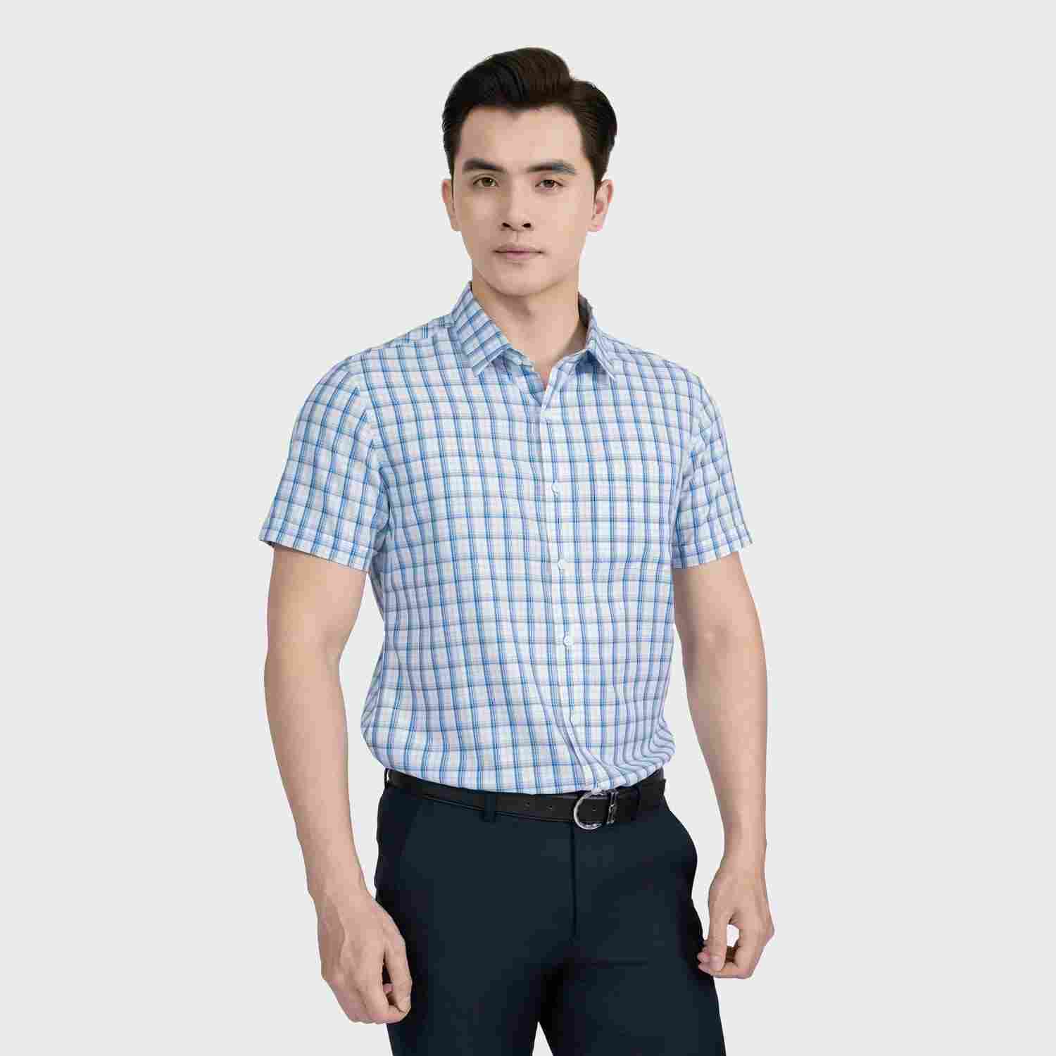 Aristino Perfect fit: Áo sơ mi xanh kẻ, chất liệu thoáng khí, phù hợp với khí hậu Việt Nam