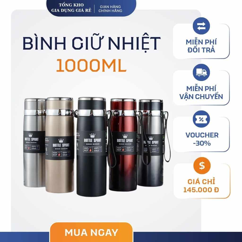 Bình giữ nhiệt cao cấp đa năng 1000ml: Giải pháp tối ưu cho việc uống nước
