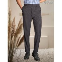 Quần Âu Nam ALIGRO: Form Slimfit Đen Kẻ Trắng, Vải Cotton Cao Cấp, Cực Thời Trang