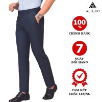 Quần âu nam ALIGRO: Navy kẻ vuông to, chất liệu cao cấp, giá trị xứng đáng.